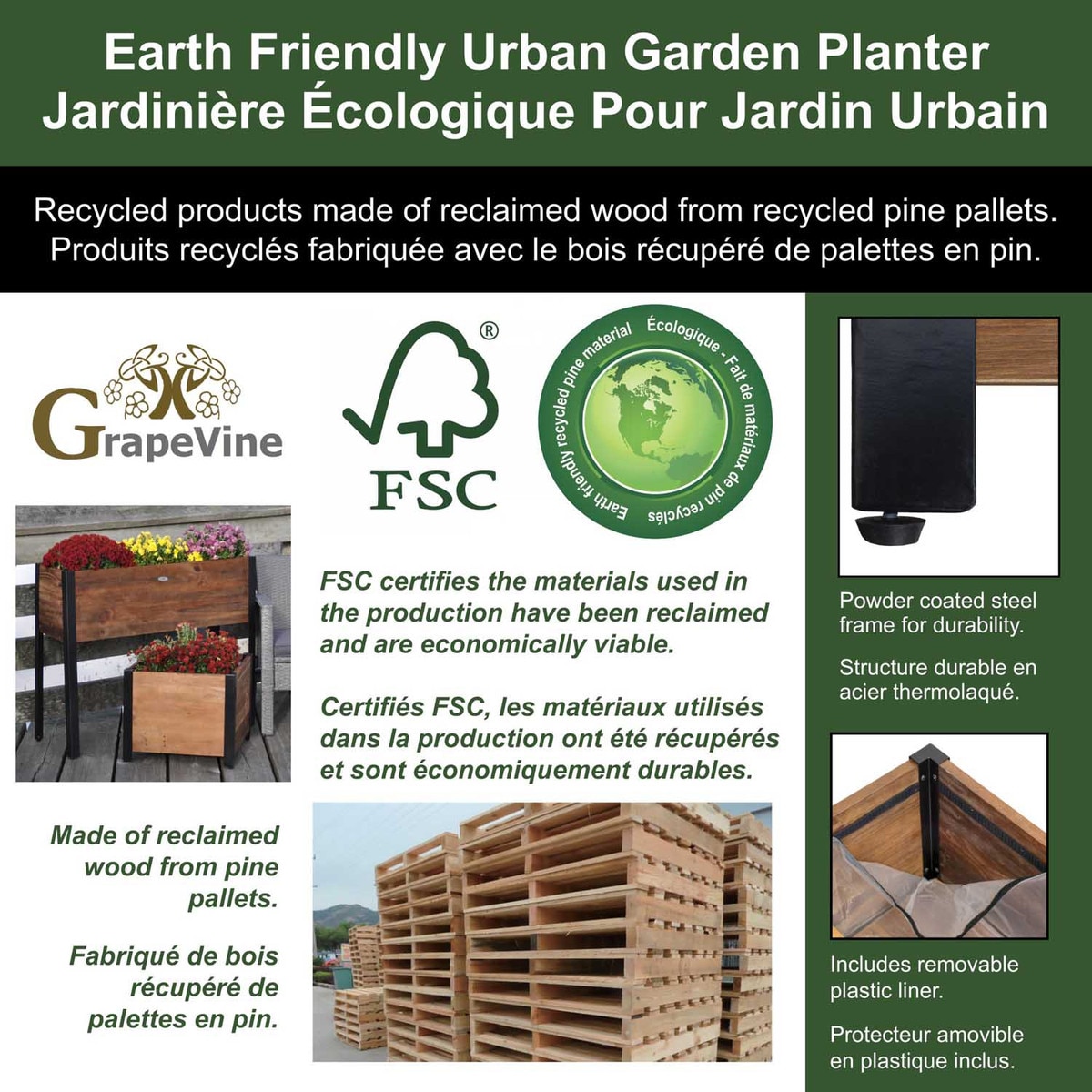 Recycled Wood Raised Planter